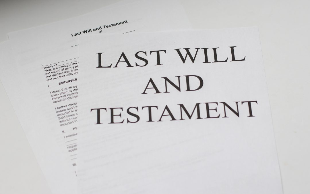 close up of a title page of a last will and testament